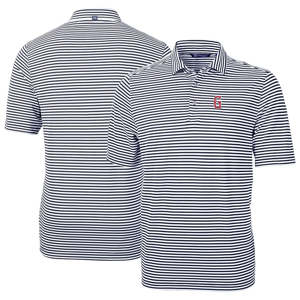 Men's Cutter & Buck Navy Greenville Drive DryTec Virtue Eco Pique Stripe Recycled Polo