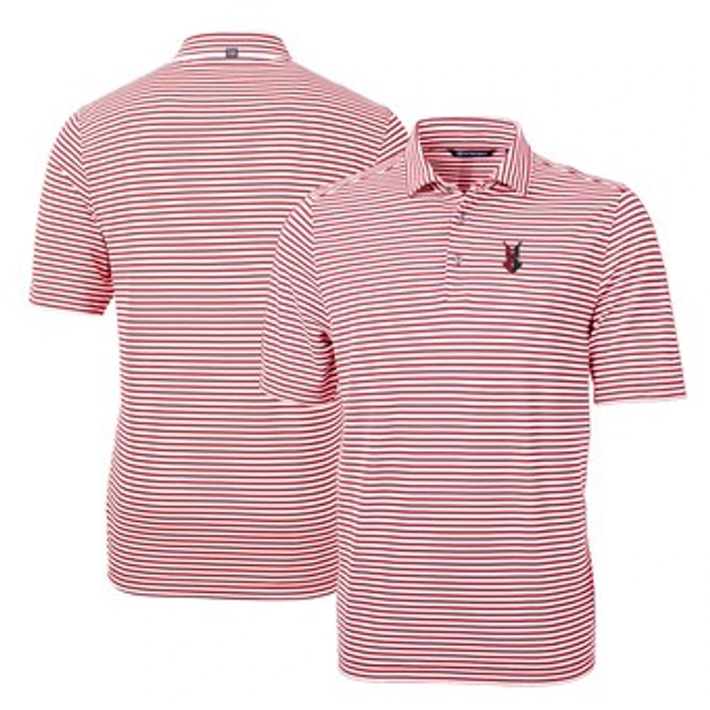 Men's Cutter & Buck Cardinal Indianapolis Indians DryTec Virtue Eco Pique Stripe Recycled Polo
