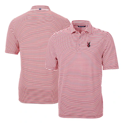 Men's Cutter & Buck Cardinal Indianapolis Indians DryTec Virtue Eco Pique Stripe Recycled Polo