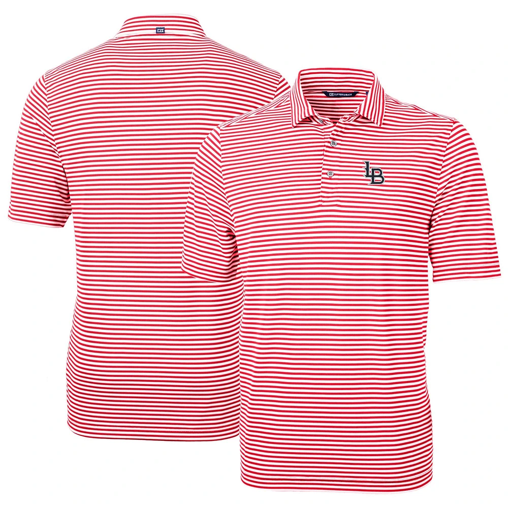 Men's Cutter & Buck Louisville Bats DryTec Virtue Eco Pique Stripe Recycled Polo