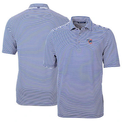 Men's Cutter & Buck Blue Iowa Cubs DryTec Virtue Eco Pique Stripe Recycled Polo