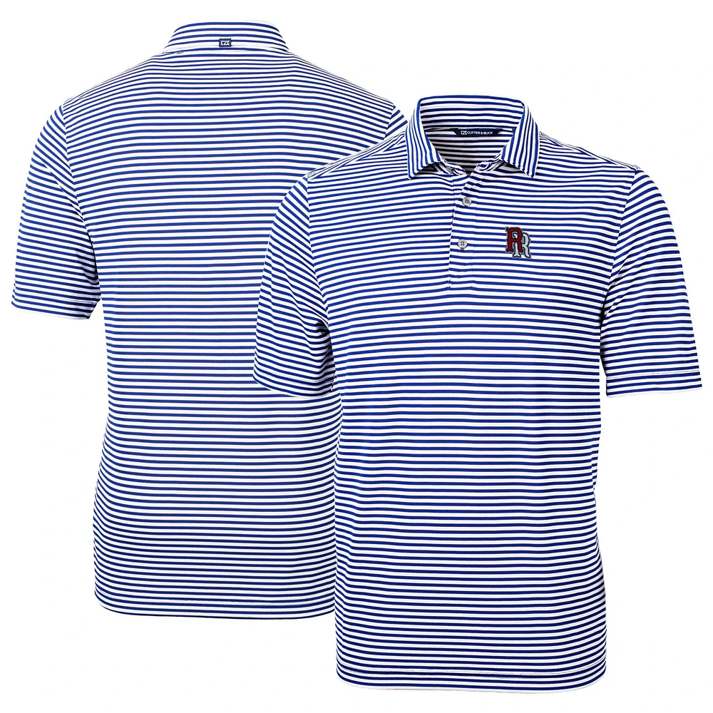 Men's Cutter & Buck Blue Round Rock Express DryTec Virtue Eco Pique Stripe Recycled Polo