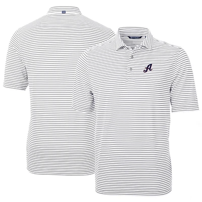 Men's Cutter & Buck Gray Reno Aces DryTec Virtue Eco Pique Stripe Recycled Polo