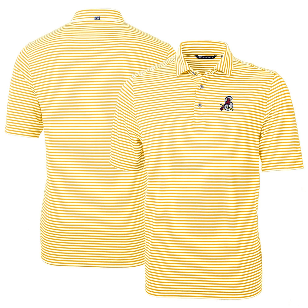 Men's Cutter & Buck Gold Springfield Cardinals DryTec Virtue Eco Pique Stripe Recycled Polo