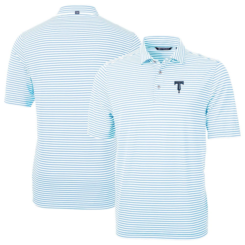 Men's Cutter & Buck Powder Blue Tulsa Drillers DryTec Virtue Eco Pique Stripe Recycled Polo