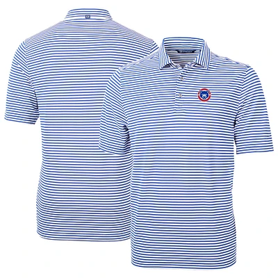 Men's Cutter & Buck Light Blue South Bend Cubs DryTec Virtue Eco Pique Stripe Recycled Polo