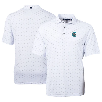 Men's Cutter & Buck White Charlotte Knights Virtue Eco Pique Tile Print Recycled Polo