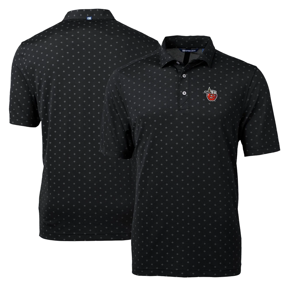 Men's Cutter & Buck Black Fort Wayne TinCaps Virtue Eco Pique Tile Print Recycled Polo