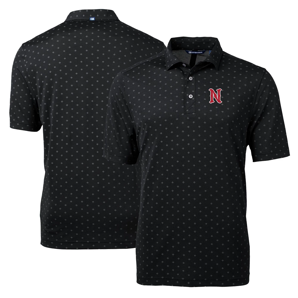 Men's Cutter & Buck Black Nashville Sounds Virtue Eco Pique Tile Print Recycled Polo