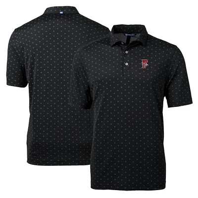 Men's Cutter & Buck Black Fresno Grizzlies Virtue Eco Pique Tile Print Recycled Polo
