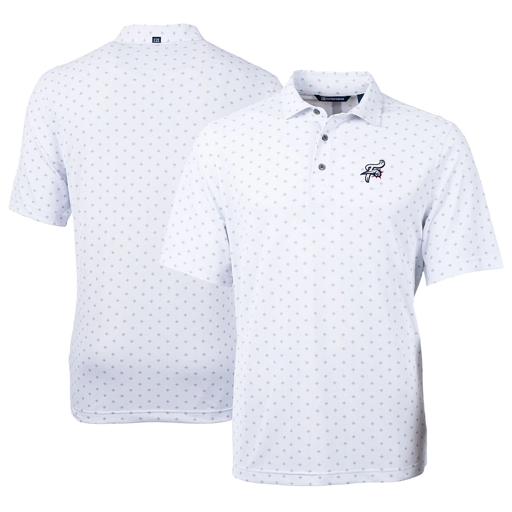 Men's Cutter & Buck White Reading Fightin Phils Virtue Eco Pique Tile Print Recycled Polo