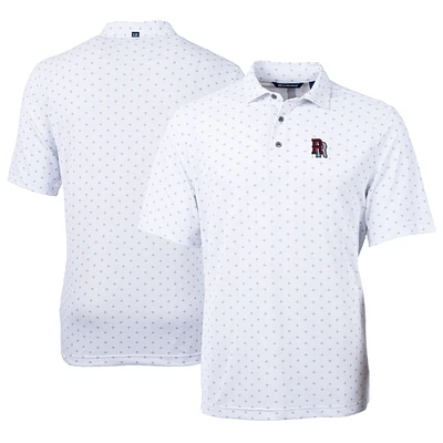 Men's Cutter & Buck White Round Rock Express Virtue Eco Pique Tile Print Recycled Polo