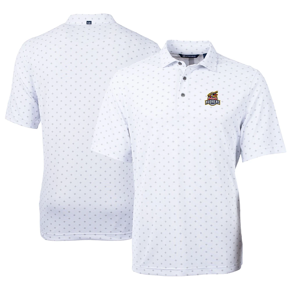Men's Cutter & Buck White Toledo Mud Hens Virtue Eco Pique Tile Print Recycled Polo