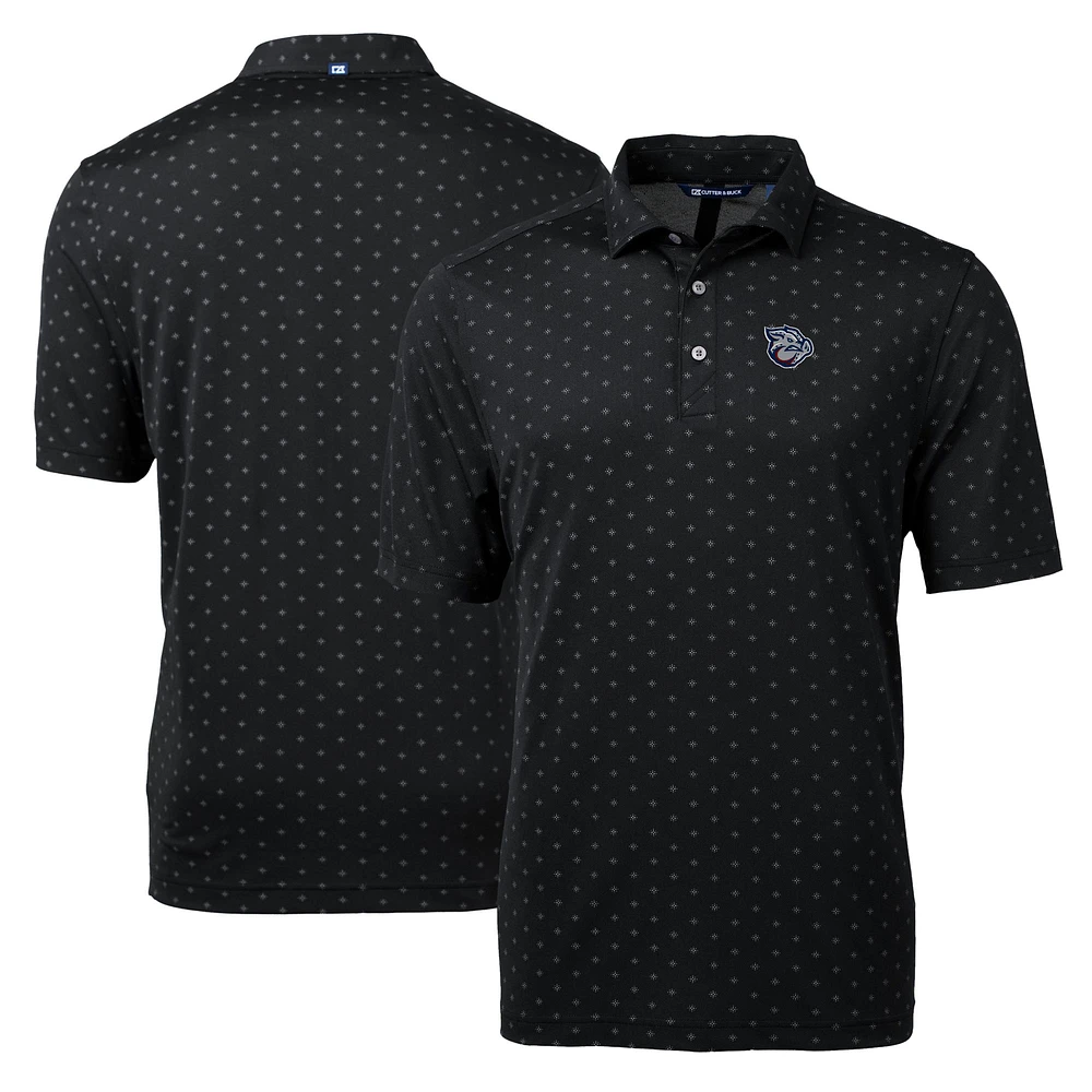 Men's Cutter & Buck Black Lehigh Valley IronPigs Virtue Eco Pique Tile Print Recycled Polo
