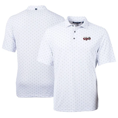Men's Cutter & Buck White Lansing Lugnuts Virtue Eco Pique Tile Print Recycled Polo
