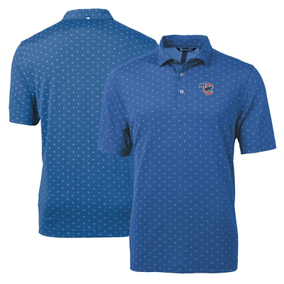 Men's Cutter & Buck Blue Iowa Cubs Virtue Eco Pique Tile Print Recycled Polo