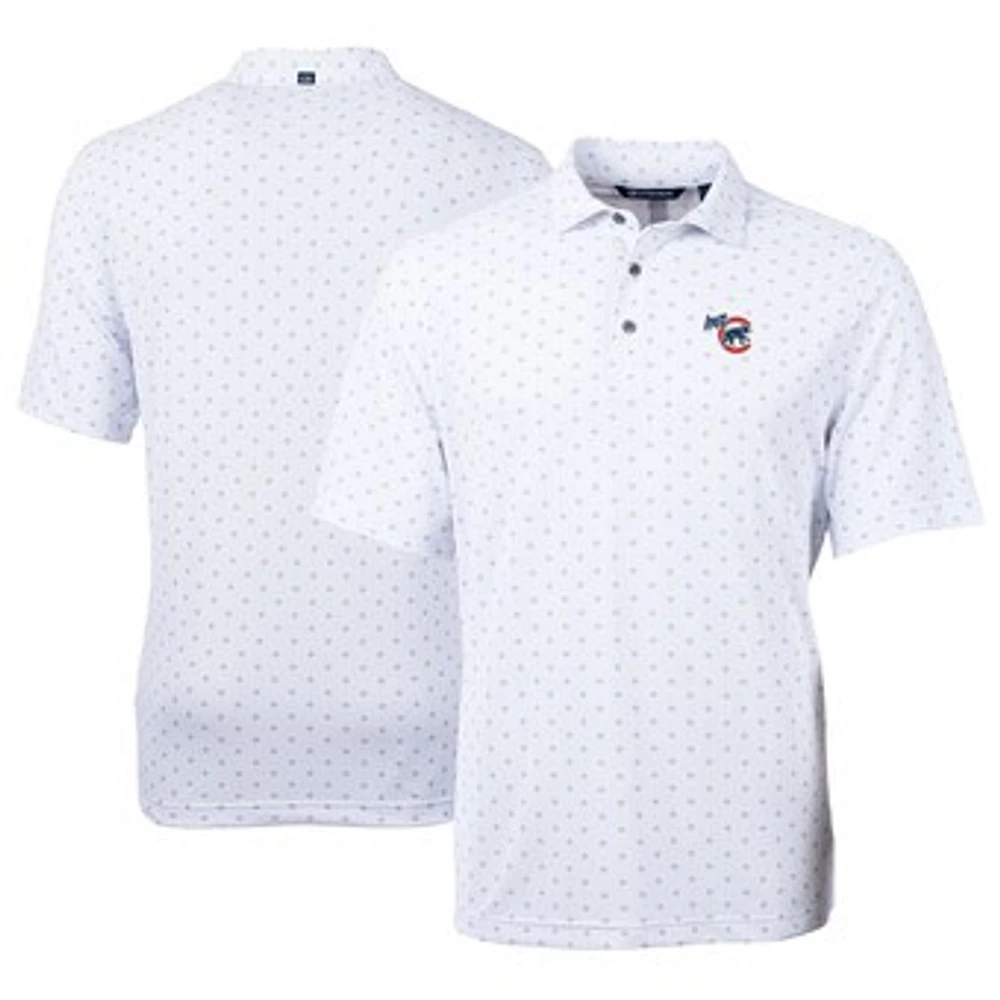 Men's Cutter & Buck White Iowa Cubs Virtue Eco Pique Tile Print Recycled Polo