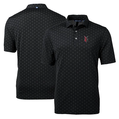 Men's Cutter & Buck Black Indianapolis Indians Virtue Eco Pique Tile Print Recycled Polo