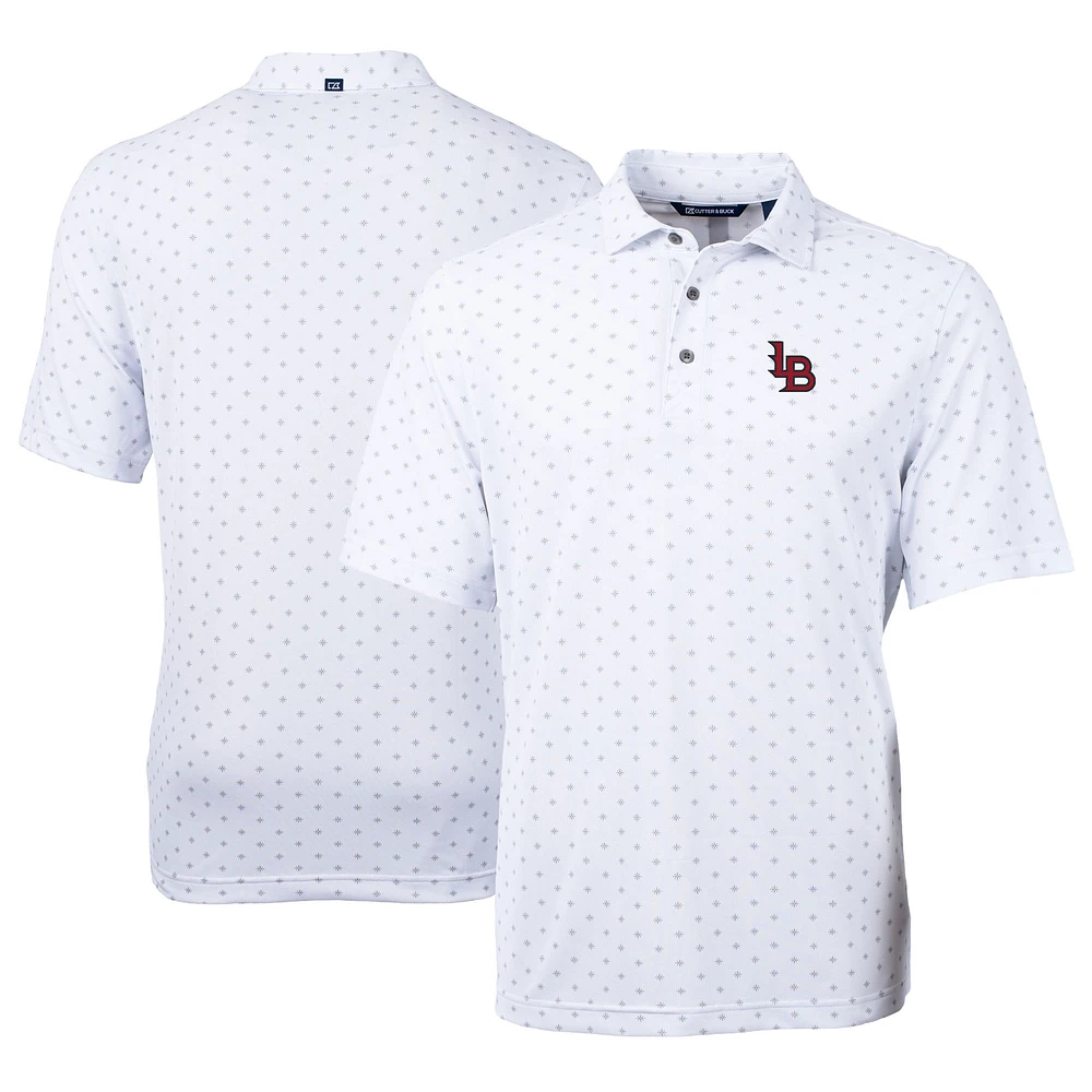 Men's Cutter & Buck White Louisville Bats Virtue Eco Pique Tile Print Recycled Polo