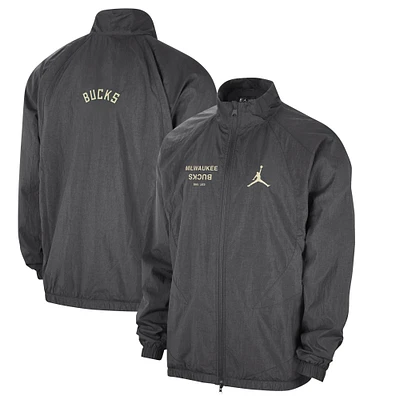Men's Jordan Brand Gray Milwaukee Bucks Courtside Statement Edition Jumpman Jam Full-Zip Jacket