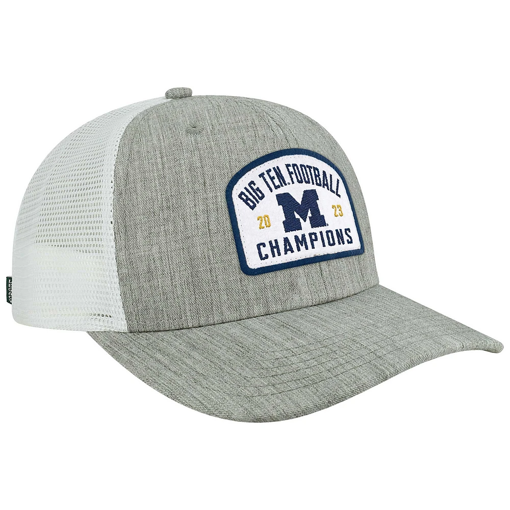 Men's Legacy Athletic Heather Gray Michigan Wolverines 2023 Big Ten Football Conference Champions Adjustable Trucker Hat