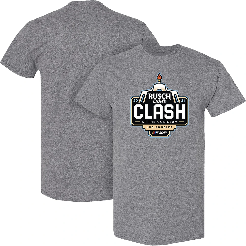 Men's Checkered Flag Sports Heather Gray 2024 Clash at the Coliseum T-Shirt