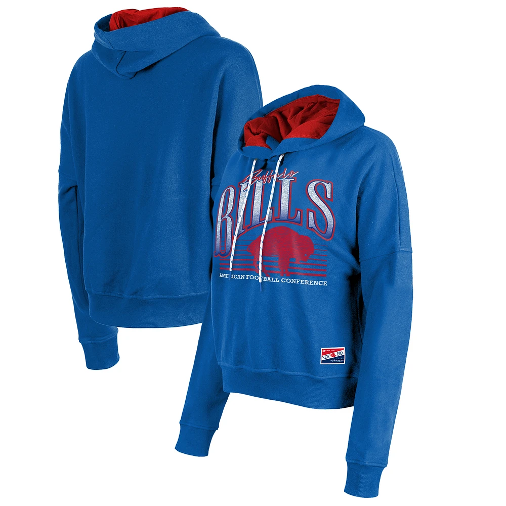 Women's New Era Royal Buffalo Bills Throwback Boxy Pullover Hoodie