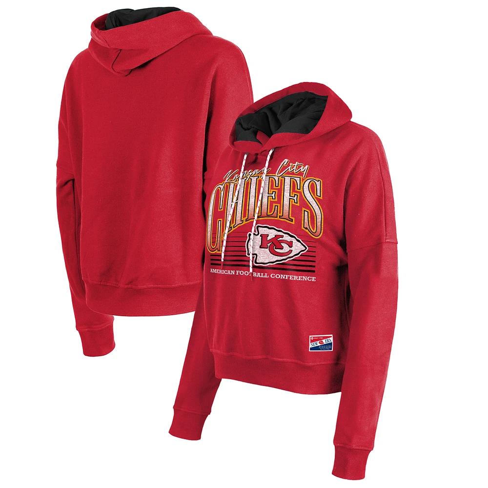 Women's New Era Red Kansas City Chiefs Boxy Pullover Hoodie