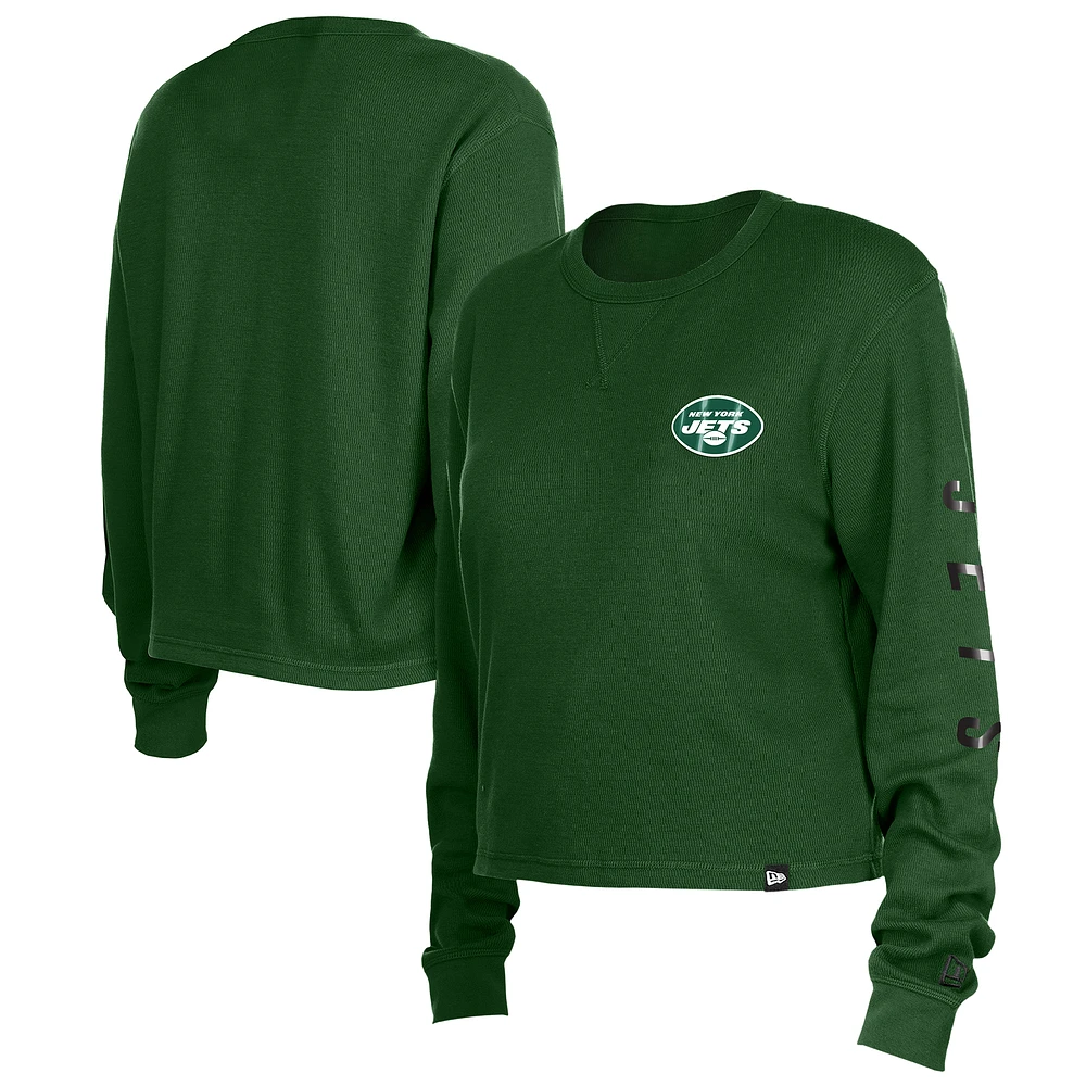 Women's New Era Green York Jets Sport Night Thermal Long Sleeve T-Shirt