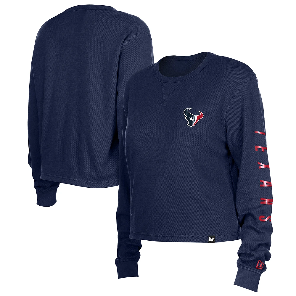 Women's New Era Navy Houston Texans Sport Night Thermal Long Sleeve T-Shirt