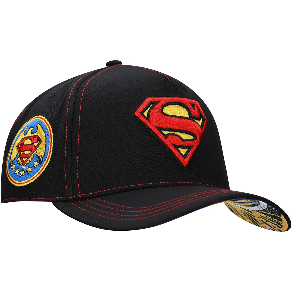 Men's Black Superman A-Frame Adjustable Hat