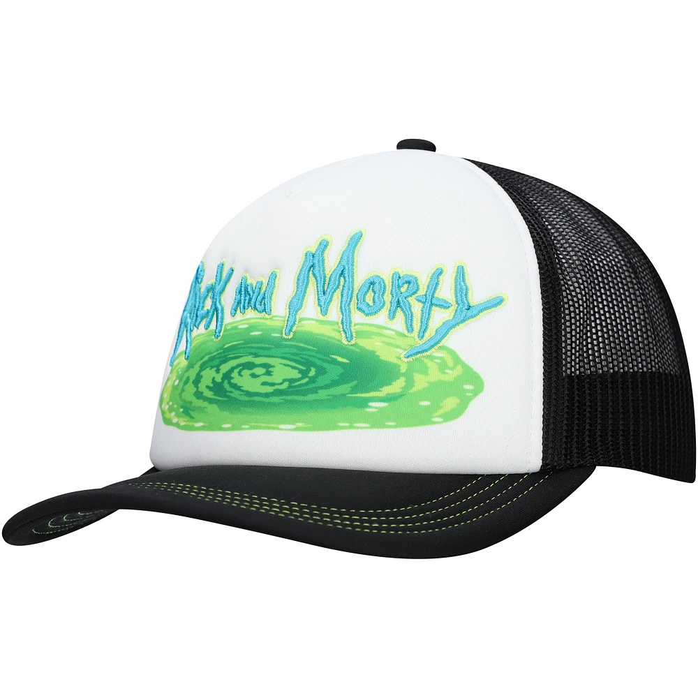 Unisex White/Black Rick And Morty Graphic Foam Trucker Adjustable Hat