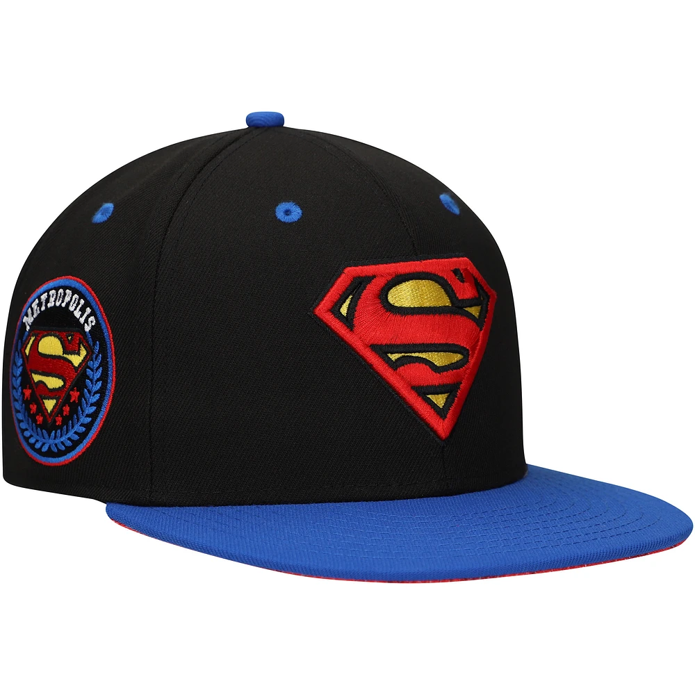 Men's Black Superman Comic Undervisor Fitted Hat