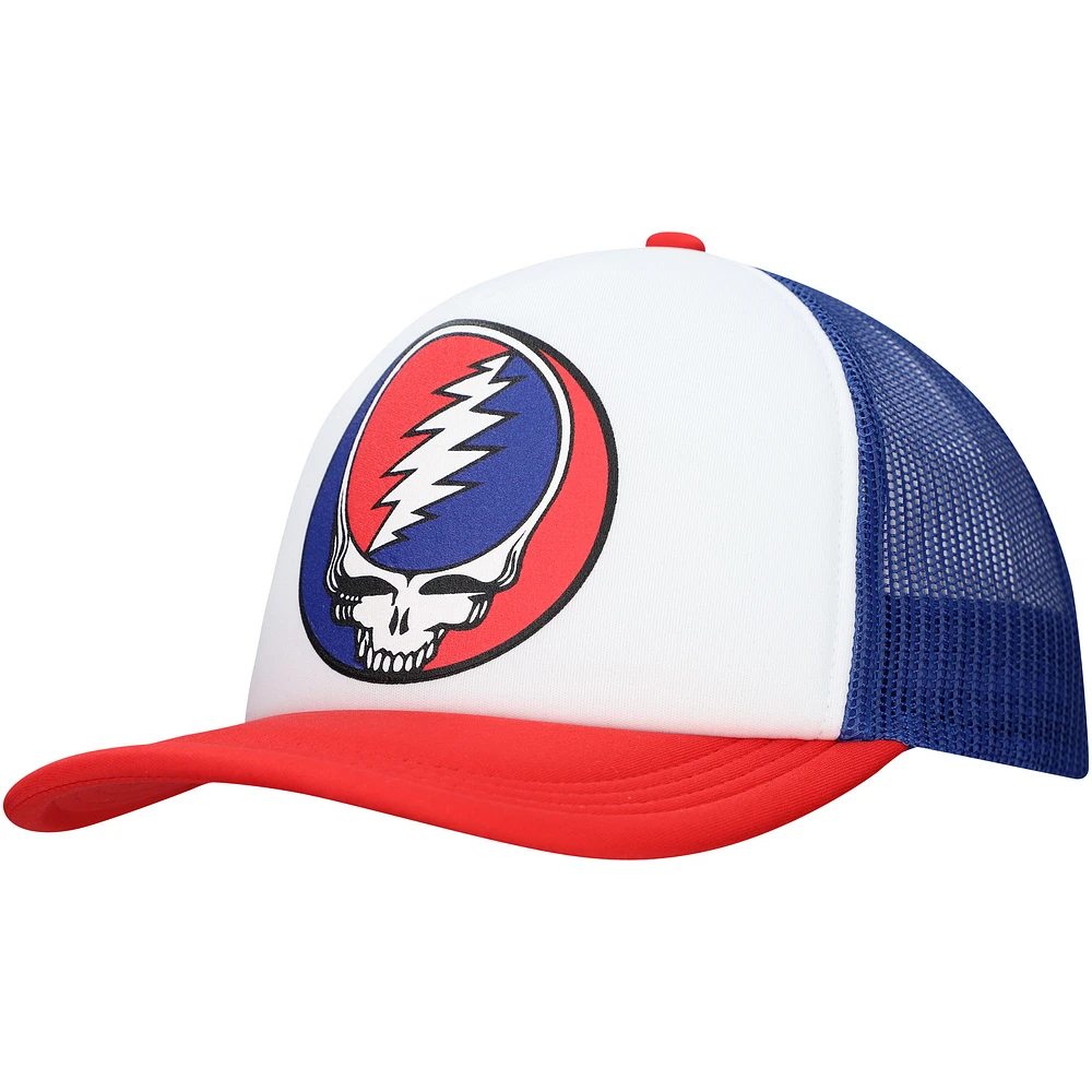 Unisex White/Red The Grateful Dead Stealie Foam Trucker Adjustable Hat