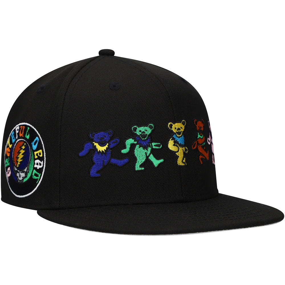 Men's Black The Grateful Dead Dancing Bears Fitted Hat