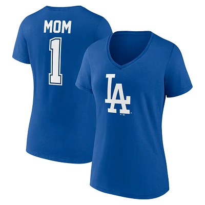 Women's Fanatics Royal Los Angeles Dodgers Plus Size Mother's Day #1 Mom V-Neck T-Shirt