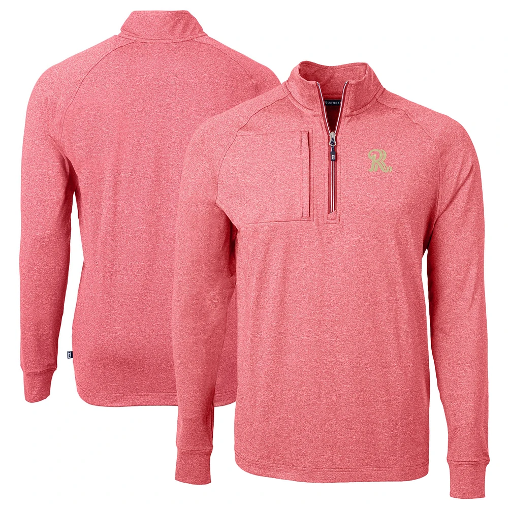 Men's Cutter & Buck Heather Frisco RoughRiders Adapt Eco Knit Big Tall Quarter-Zip Pullover Top