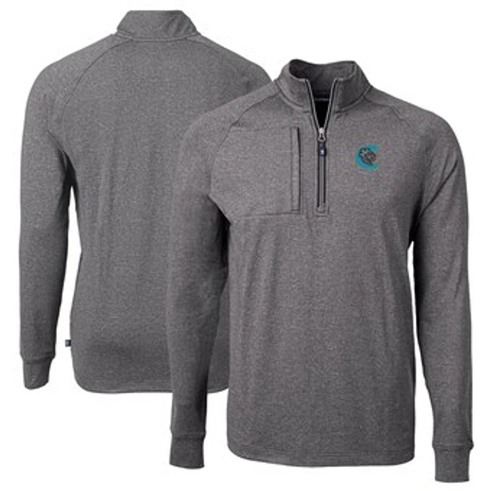 Men's Cutter & Buck Heather Charlotte Knights Adapt Eco Knit Big Tall Quarter-Zip Pullover Top