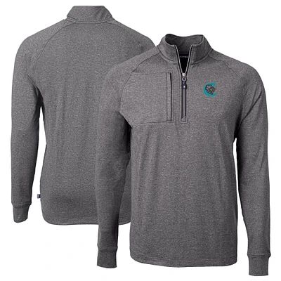 Men's Cutter & Buck Heather Charlotte Knights Adapt Eco Knit Big Tall Quarter-Zip Pullover Top