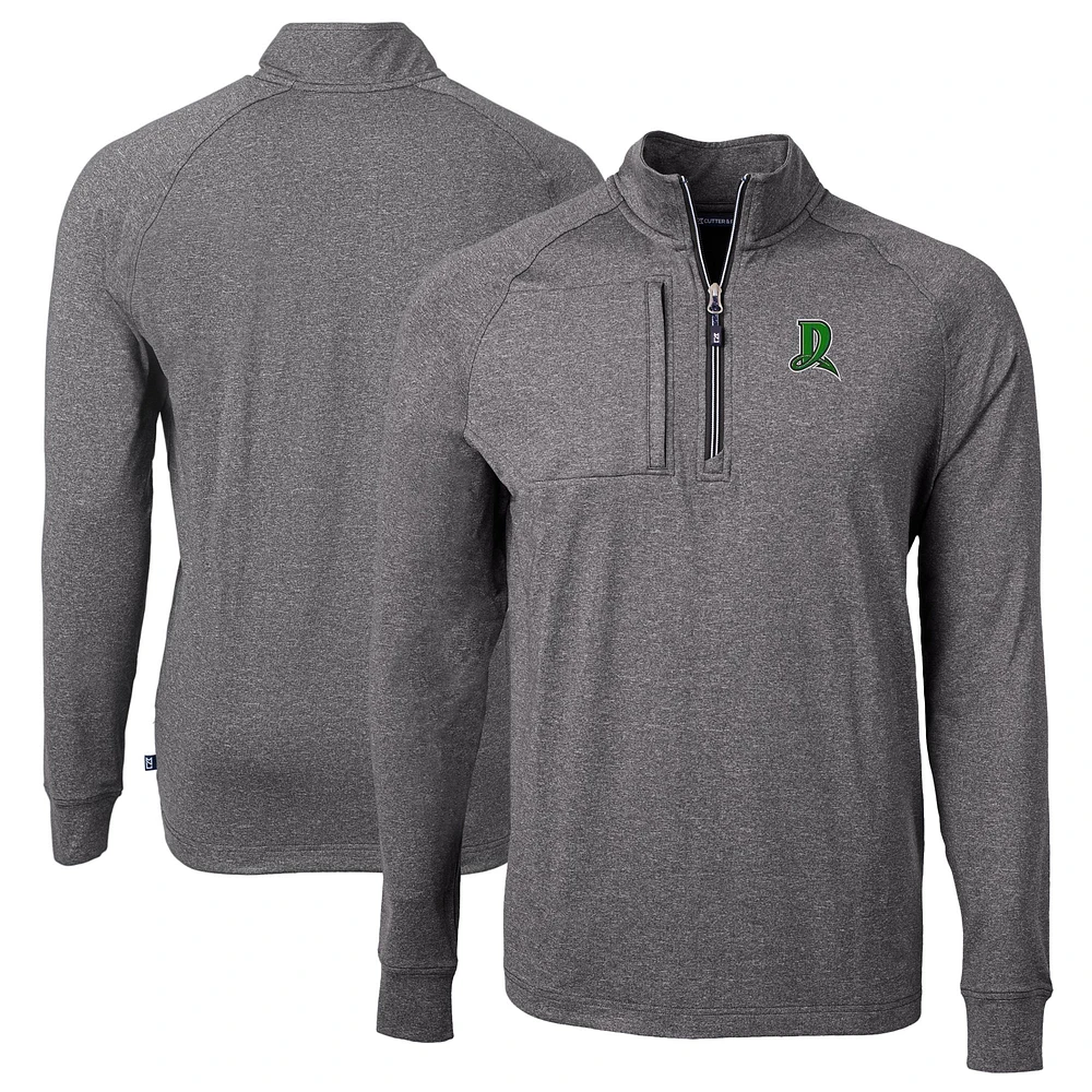 Men's Cutter & Buck Heather Dayton Dragons Adapt Eco Knit Big Tall Quarter-Zip Pullover Top