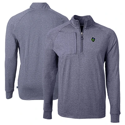 Men's Cutter & Buck Heather Navy Hillsboro Hops Adapt Eco Knit Big Tall Quarter-Zip Pullover Top
