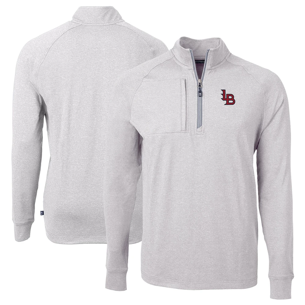 Men's Cutter & Buck Heather Gray Louisville Bats Adapt Eco Knit Big Tall Quarter-Zip Pullover Top