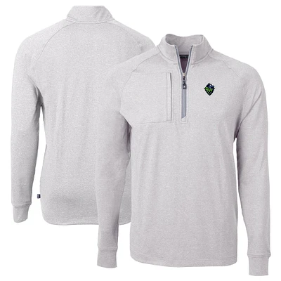 Men's Cutter & Buck Heather Gray Hillsboro Hops Adapt Eco Knit Big Tall Quarter-Zip Pullover Top