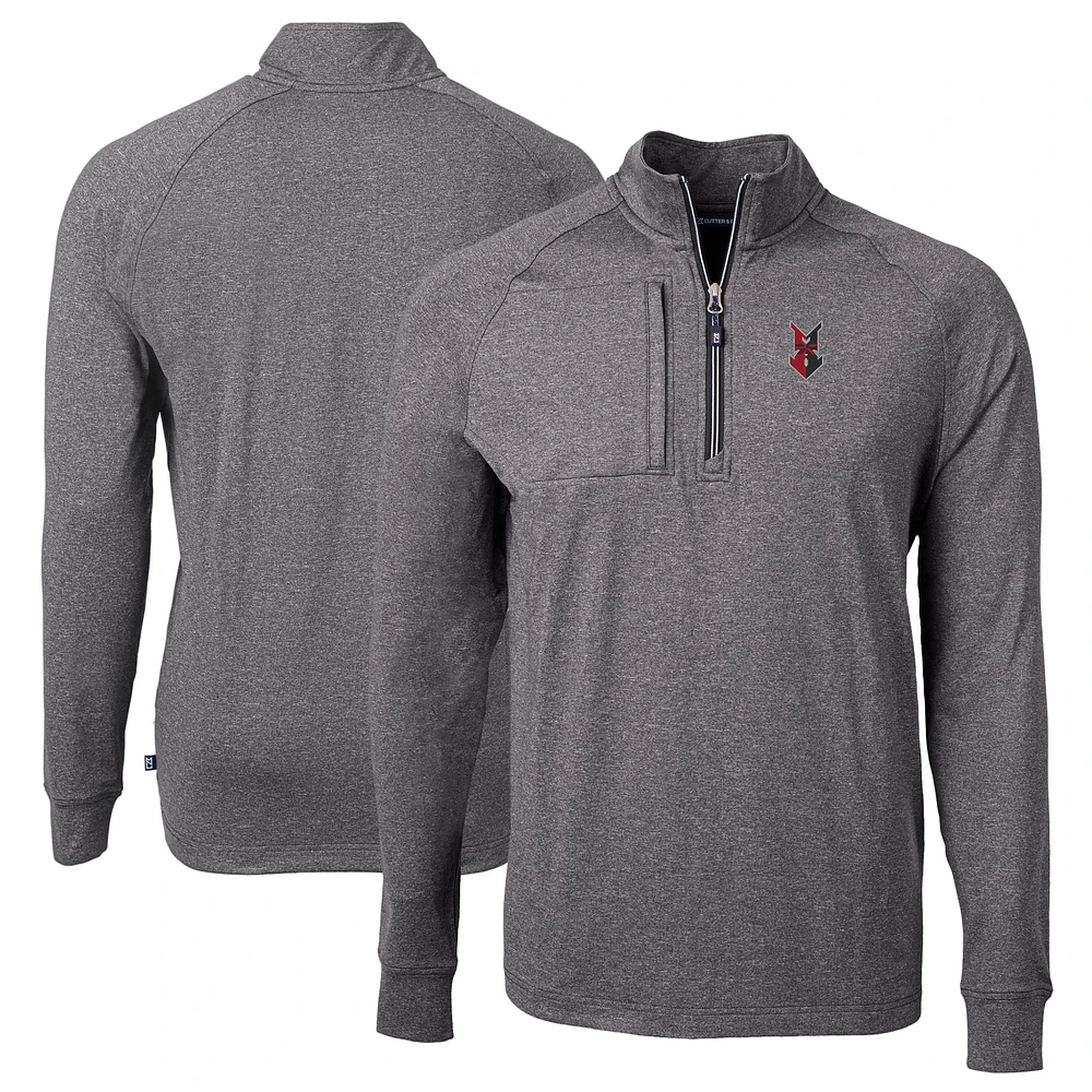 Men's Cutter & Buck Heather Indianapolis Indians Adapt Eco Knit Big Tall Quarter-Zip Pullover Top