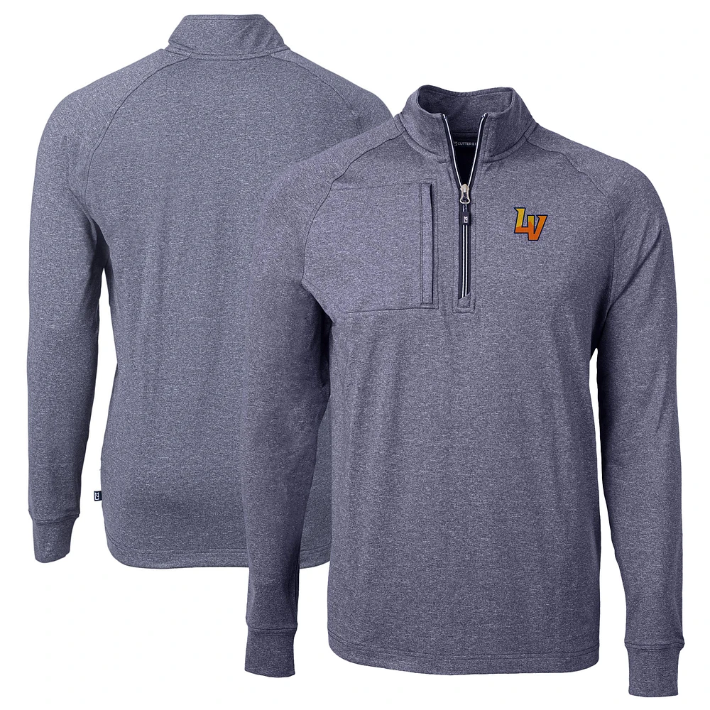 Men's Cutter & Buck Heather Navy Las Vegas Aviators Adapt Eco Knit Big Tall Quarter-Zip Pullover Top