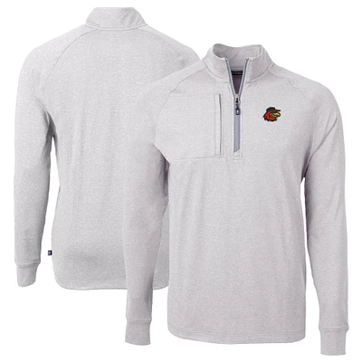 Men's Cutter & Buck Heather Rochester Red Wings Adapt Eco Knit Big Tall Quarter-Zip Pullover Top
