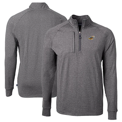 Men's Cutter & Buck Heather Akron RubberDucks Adapt Eco Knit Big Tall Quarter-Zip Pullover Top