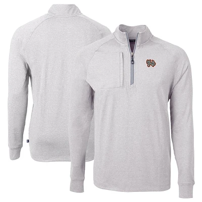 Men's Cutter & Buck Heather Norfolk Tides Adapt Eco Knit Big Tall Quarter-Zip Pullover Top