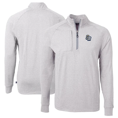 Men's Cutter & Buck Heather Gray San Antonio Missions Adapt Eco Knit Big Tall Quarter-Zip Pullover Top