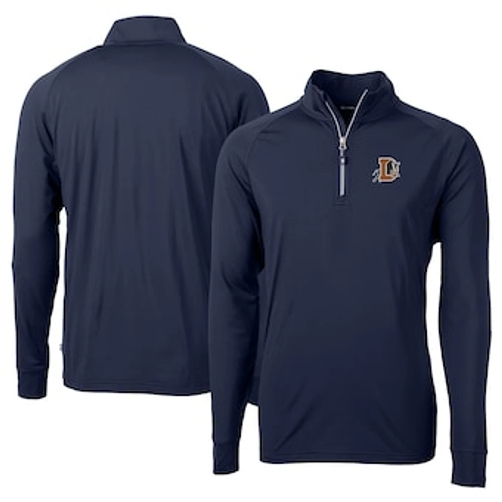 Men's Cutter & Buck Navy Durham Bulls Adapt Eco Knit Stretch Recycled Big Tall Quarter-Zip Pullover Top